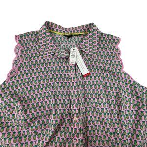 Talbots Pineapple Print Blouse Sz 24W Womens Plus Sleeveless Tank Cotton